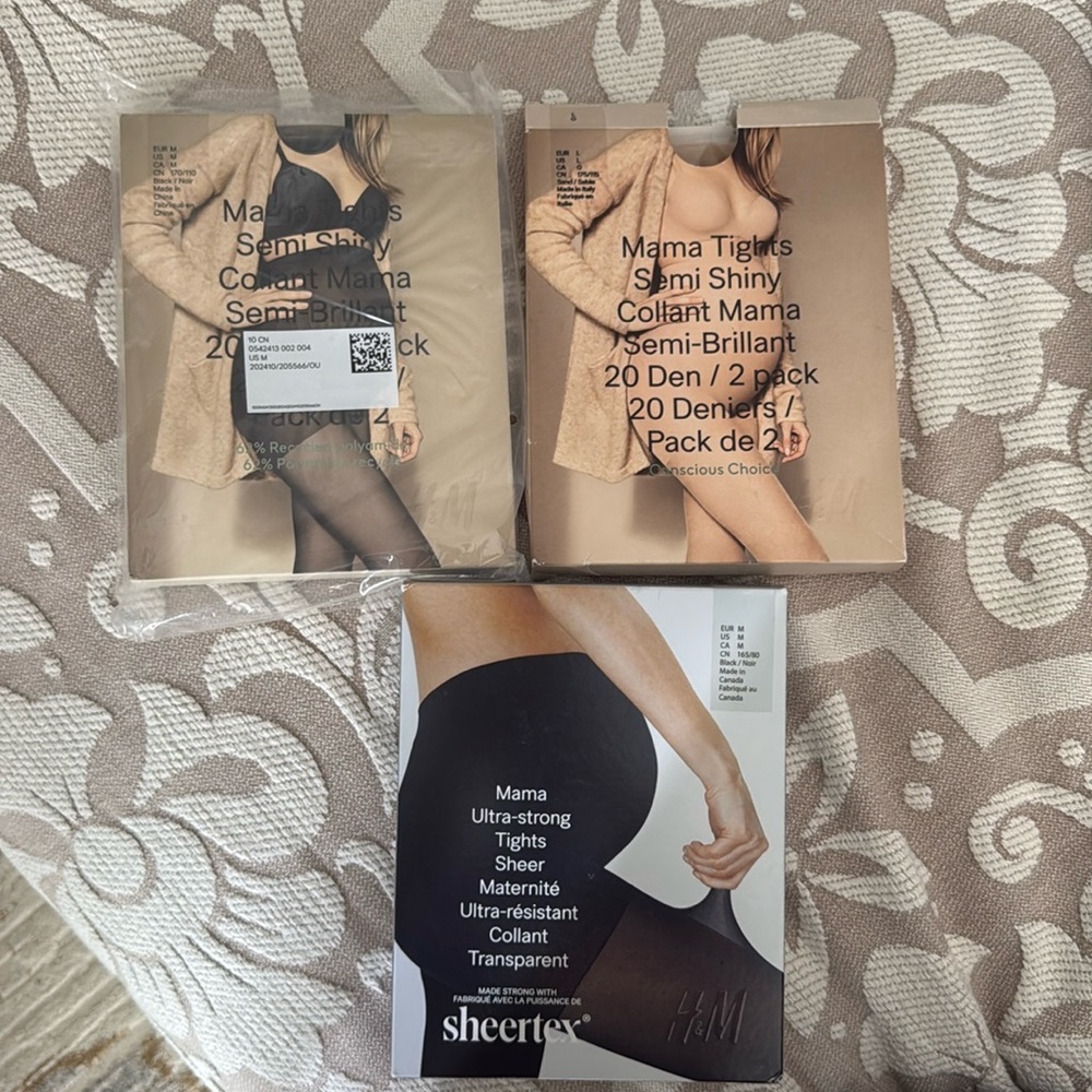 H&M Mama Semi Shiny & Ultra-Strong Tights Pack - Black & Nude